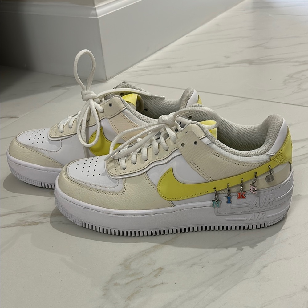 Nike Air Force 1 Low White and Yellow with Charms